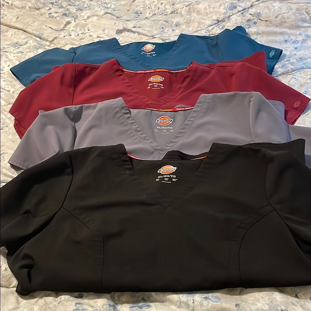 Dickies Women's Scrub Tops - Black, Gray, Red, Blue
